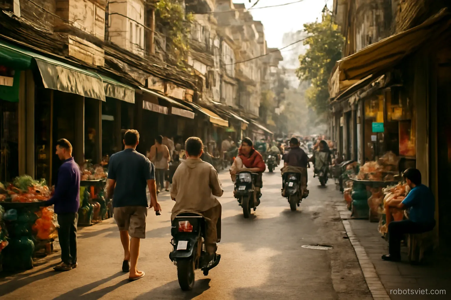 Đường phố đô thị Việt Nam vào buổi chiều